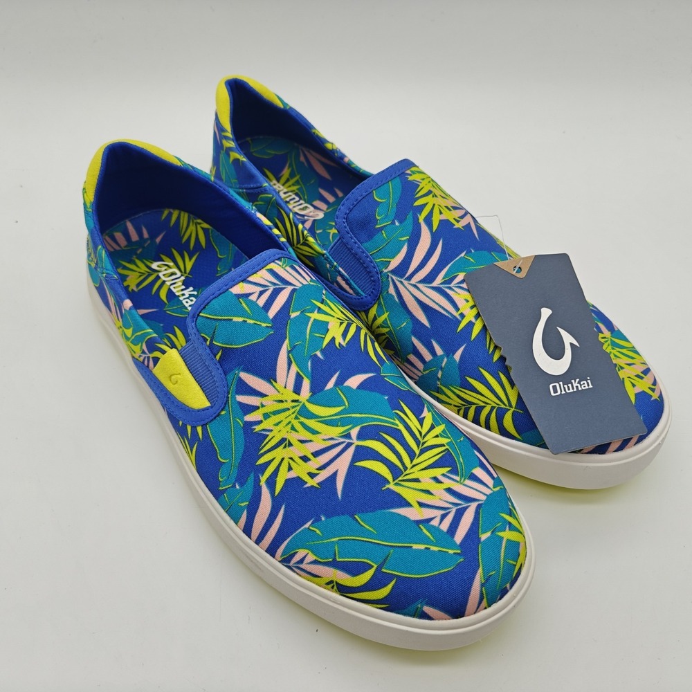 OluKai Lae'ahi Pa'i Men's Slip-On Shoes Sunset Blue Aloha Size 11.5 NWOB
